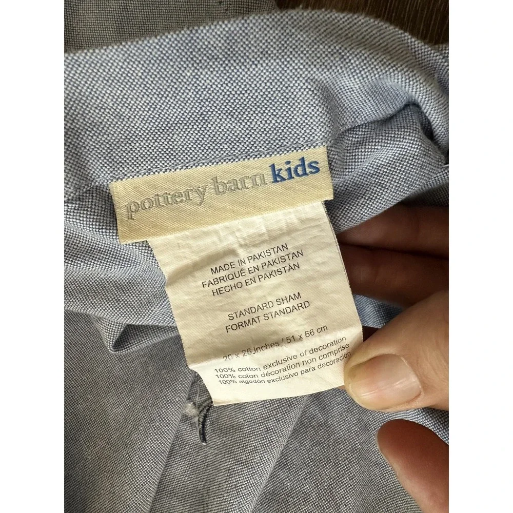 Rare HTF Pottery Barn Kids Oxford Embroidered Shark Pillowcase 26x20